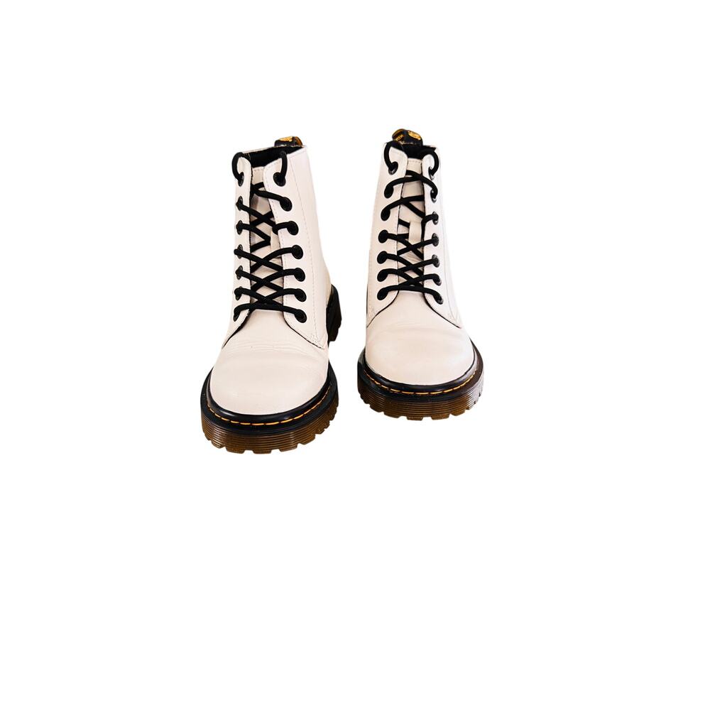 Dr. Martens Luana White Leather Lace-Up Combat Boots Womens Size 6